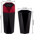 JUSTTOP Car Trash Can with Lid, Diamond  Small Automatic Portable Trash Can, Easy to Clean, Used in Car Home Office (Red)