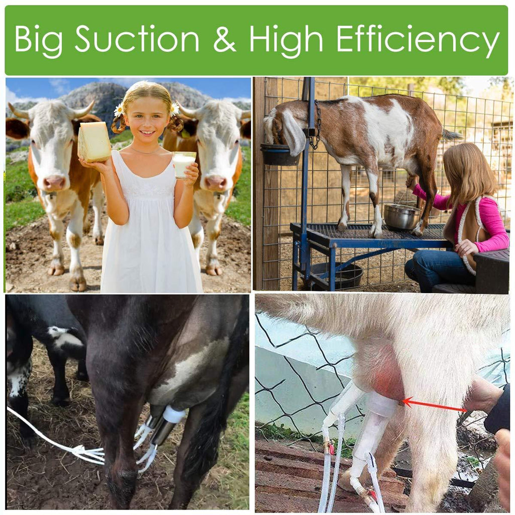 5L Electric Cow Goat MilMachine, Portable Pulsation MilMachine Single Bucket Piston Vacuum Pump