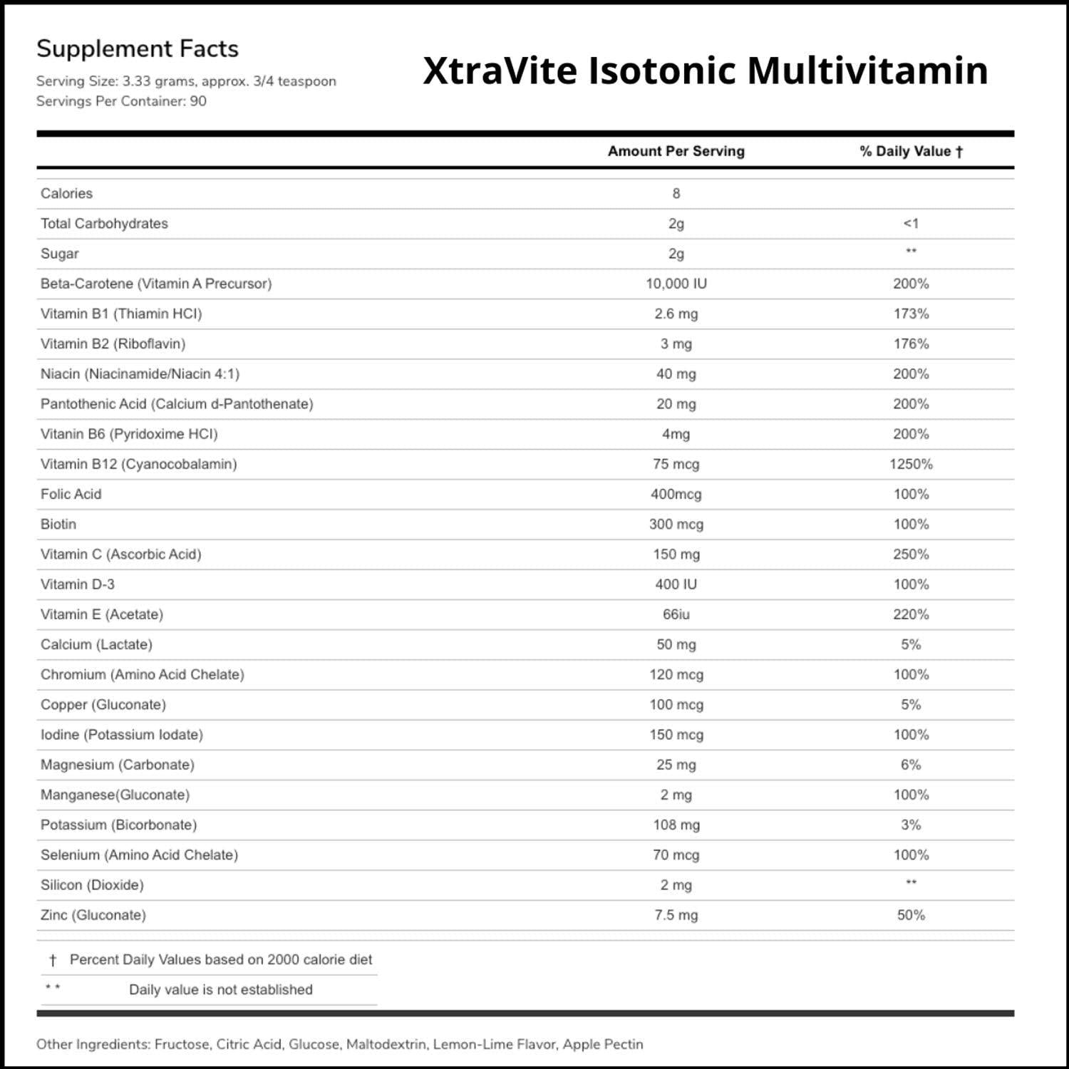 XtraVITE Isotonic Multivitamin - 100% Essential Vitamins and Minerals - Pack of 10