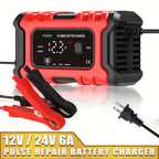 1pCar Battery Charger 12V 6A Smart Battery Trickle Charger Automatic Battery Maintainer Desulfator For Car Moto Lawn Mower Marine Lead Acid Batteries