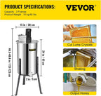 BestEquip Electric Honey Extractor Separator 3 Frame Bee Extractor  Steel Honeycomb Spinner Crank. Beekeeping Extraction Apiary CentrifuEquipment
