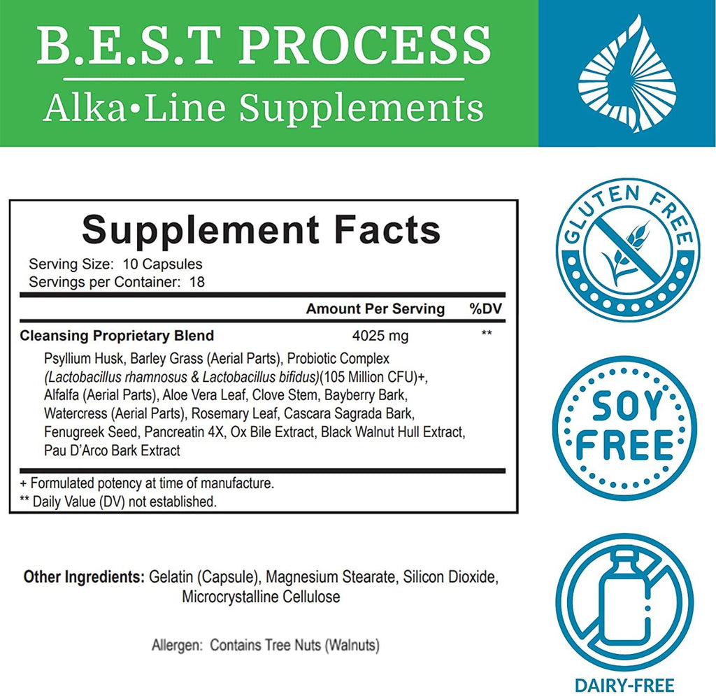 Alka•Cleanse (12 Pack) Morter HealthSystem Best Process Alkaline — Herbal Detox Colon Cleanse & Digestive Distress Formula — Psyllium Husk, Probiotics, Enzymes & Herbs