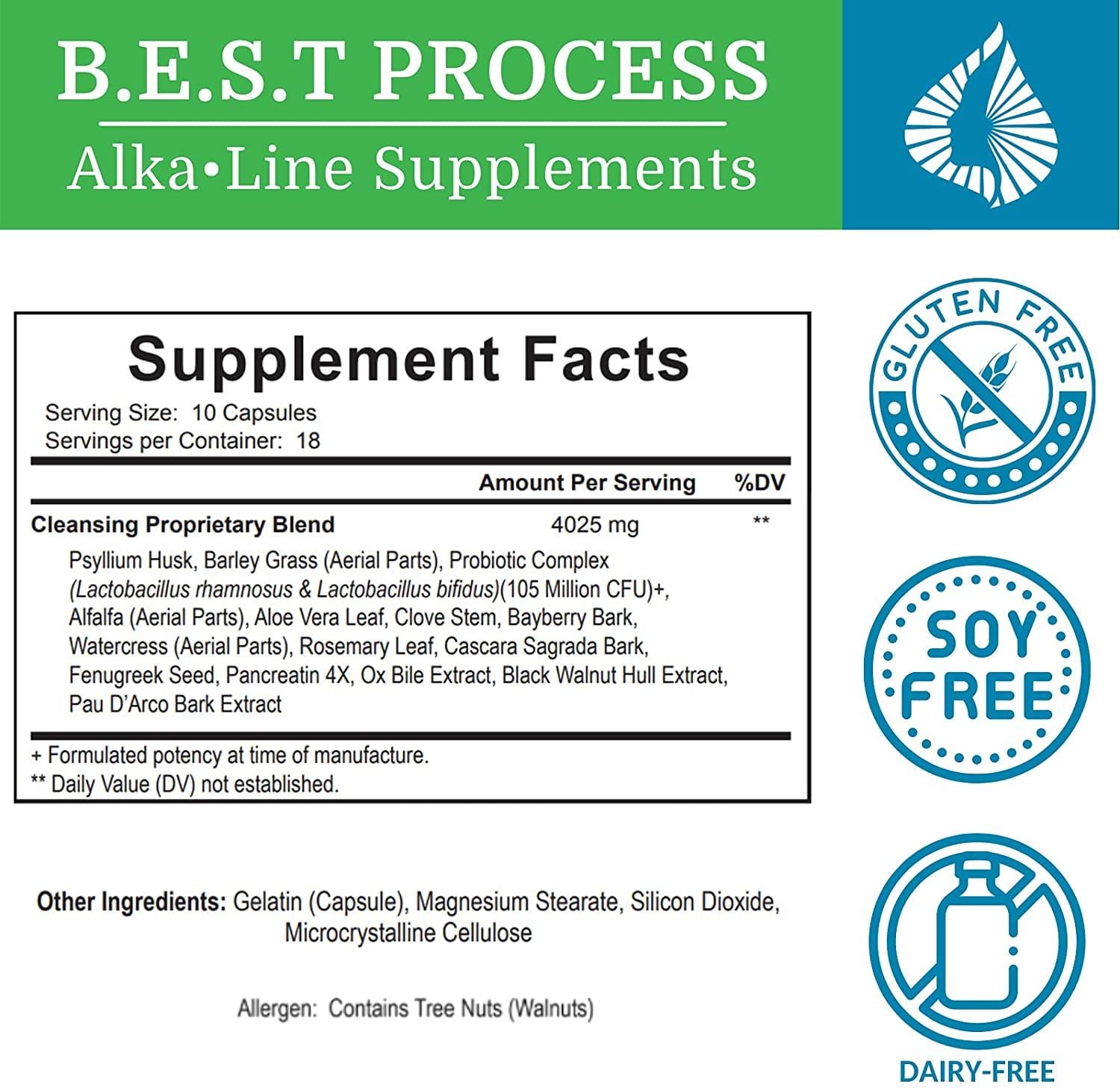 Alka•Cleanse (12 Pack) Morter HealthSystem Best Process Alkaline — Herbal Detox Colon Cleanse & Digestive Distress Formula — Psyllium Husk, Probiotics, Enzymes & Herbs
