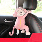 Leather Monkey Car Tissue Box Creative Armrest Box Cartoon Net Red Hanging Seat Rear Car Car Inside Draw Paper Box