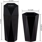 JUSTTOP Car Trash Can with Lid, Diamond  Small Automatic Portable Trash Can, Easy to Clean, Used in Car Home Office (Black)
