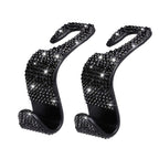 2pcs Artificial Diamond Car Hook, Car Hidden Car StoraHook Creative Car Seat Hook Hanger Car Accessories For Women