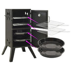 Outdoor BBQ Smoker Oven Barbecue Grill Stove Camping Garden Compact Cooker Black