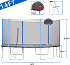 14FT Trampoline with Enclosure for Adults, Trampoline for 6-7 Kids