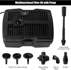 Goplus 4 in 1 Pond Filter Pump, 660 GPH Fountain Pump w/ 9-Watt Sterilizer and Fountain Jet Kit, All-in-One Pond Cleaning System (Black)