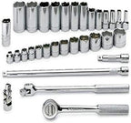 SK Professional Tools 4532 32-Piece 3/8 in. Drive 6-Point STD/Deep Metric Socket Set - Chrome Socket Set with Super Chrome Finish | Set of 32 Sockets Made in USA