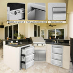 14x20.5x23" OUTDOOR KITCHEN DOUBLE DRAWER BBQ ISLAND  STEEL USA