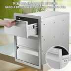 14x20.5x23" OUTDOOR KITCHEN DOUBLE DRAWER BBQ ISLAND  STEEL USA