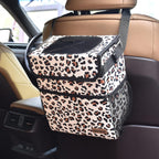 SIBOFUEGO Cute Car Trash Can with Lid - Leak Proof Car Trash Bag Hanging Waterproof Car Garbage Can with Storage Pockets Multipurpose Collapsible Car Organizer (Leopard Print)