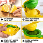 Zulay Metal 2-In-1 Lemon Lime Squeezer - Hand Juicer Lemon Squeezer - Max Extraction Manual Citrus Juicer