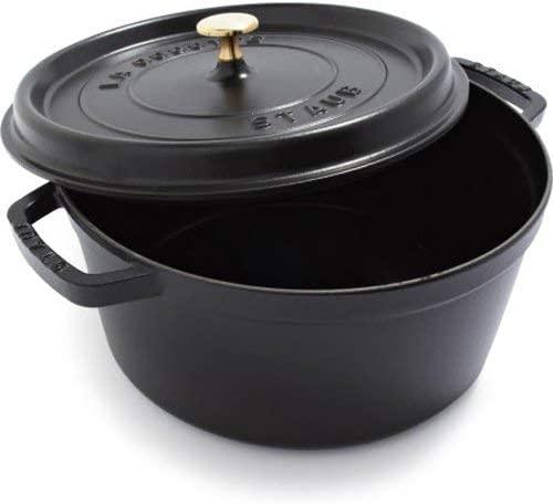 Staub Cast Iron 7-qt Round Cocotte - Black Matte, Made in France