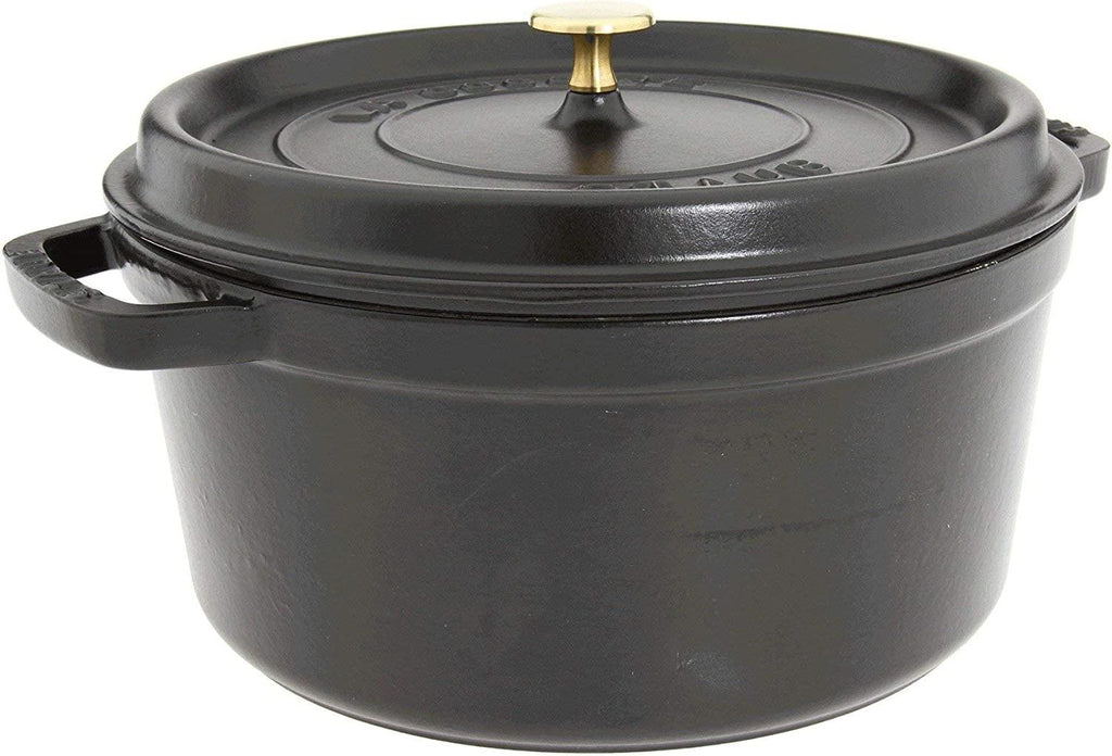 Staub Cast Iron 7-qt Round Cocotte - Black Matte, Made in France