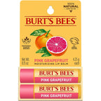 Burt's Bees Lip Balm, Moisturizing Lip Care, for All Day Hydration, 100% Natural, Pink Grapefruit with Beeswax &amp; Fruit Extracts (2 Pack)