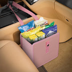 KMMOTORS Foldable Hanging Car Trash Can Pink, Car Trash Bag, Car Trash bin, Vegan Leather and Oxford Clothes Car Organizer, Cute car Gadgets (Medium, Pink)
