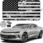Autoamerics 1-Piece Windshield Sun Shade B&amp;W Camo American Flag USA  - Foldable Car Front Window Sunshade for Most Sedans SUV Truck - Blocks Max UV Rays and Keeps Your Vehicle Cool - Small