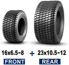 Set of 4 Lawn Mower Turf Tires 16x6.5-8 Front & 23x10.5-12 Rear 4PR Tubeless