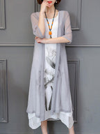 Early Autumn Sunscreen Loose Dress Two-Piece Maxi Dress