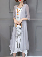 Early Autumn Sunscreen Loose Dress Two-Piece Maxi Dress