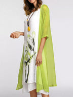 Early Autumn Sunscreen Loose Dress Two-Piece Maxi Dress