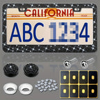 1 Pc Bling  License Plate Frames - Glass Rhinestone Car Tag Holder For Women,Metal Rhinestone Sparkly Car Plate Frame With Bolts,Bling Screws Caps