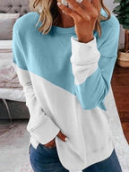 Round Neck Color Block Long Sleeve T-shirt