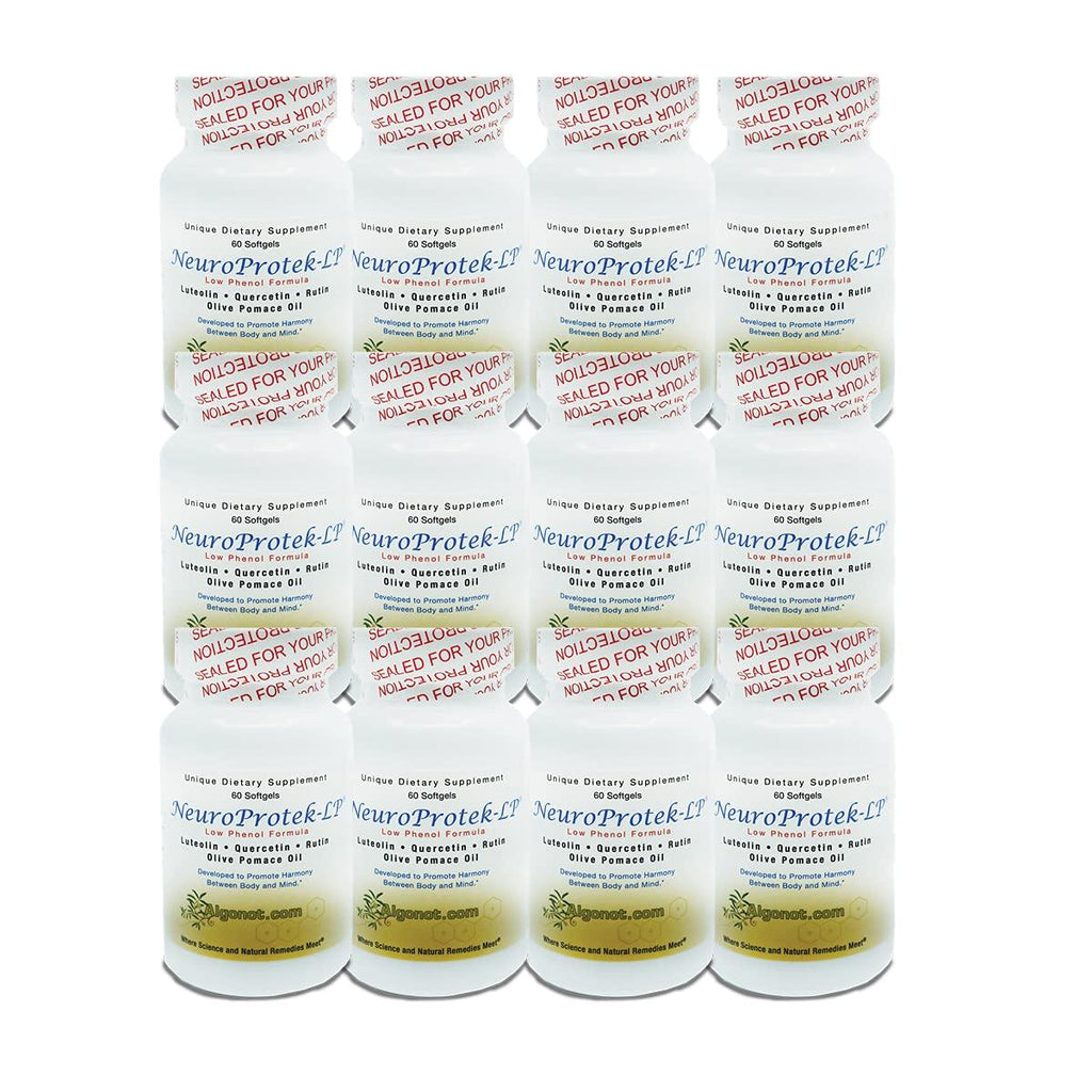 NeuroProtek Low Phenol 12 Pack Combination of Luteolin, Quercetin & Rutin in Olive Pomace Oil (Reduced Price Bundle)