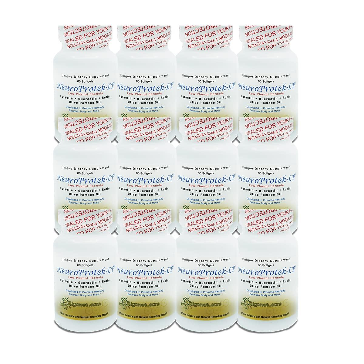 NeuroProtek Low Phenol 12 Pack Combination of Luteolin, Quercetin & Rutin in Olive Pomace Oil (Reduced Price Bundle)