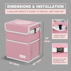 K KNODEL Car Trash Can, Waterproof Garbage Bag with Lid, Leak-Proof Car Trash Bin, Car Trash Hanging (Pink, Medium)
