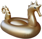 CJJC Inflatable Golden Seahorse Floating Row, 275 X 140 X 120cm Summer Outdoor Swimming Pool Floating Bed Recliner, Adult Kids Water Game Toys
