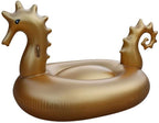 CJJC Inflatable Golden Seahorse Floating Row, 275 X 140 X 120cm Summer Outdoor Swimming Pool Floating Bed Recliner, Adult Kids Water Game Toys