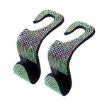 2pcs Artificial Diamond Car Hook, Car Hidden Car StoraHook Creative Car Seat Hook Hanger Car Accessories For Women