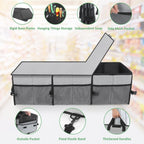 Simniam Car Trunk Organizer with Insulated Grocery Bag- 92L High Capacity Car Storage Box, with 4 Compartments, Reflective Strip, Cover, for Auto, SUV, Truck, Minivan