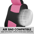 BDK PolyPro Car Seat Covers Full Set in Pink on Black – Front and Rear Split Bench Seat Covers for Cars, Easy to Install Car Seat Cover Set, Car Accessories for Auto Trucks Van SUV