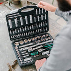 110-Piece Socket Wrench Set, Mechanic Tool Kit, Chrome Vanadium Steel | Socket Wrench Sleeve, Car Repair Hand Tool Kit with Portable StoraBox