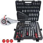 SK Hand Tool 4042146423172 1/4" + 3/8" + 1/2" Socket Set, 216 Piece, NULL, Clear