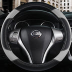 Leather Car Steering Wheel Cover, Non-Slip Car Wheel Cover Protector Breathable Microfiber Leather Universal Fit for Most Cars(Grey)