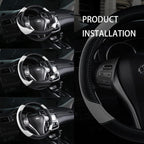 Leather Car Steering Wheel Cover, Non-Slip Car Wheel Cover Protector Breathable Microfiber Leather Universal Fit for Most Cars(White)