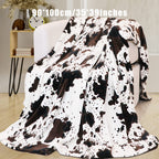 1pc Soft and Warm Cow Print Blanket - Plush Fleece Flannel Throw for All-Season Comfort - Perfect for Daughters, Adults, Students, and Teens