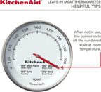 KitchenAid KQ902 Leave-in, Oven/Grill safe Meat Thermometer, TEMPERATURE RANGE: 120F to 200F, Stainless Steel