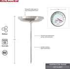 KitchenAid KQ902 Leave-in, Oven/Grill safe Meat Thermometer, TEMPERATURE RANGE: 120F to 200F, Stainless Steel