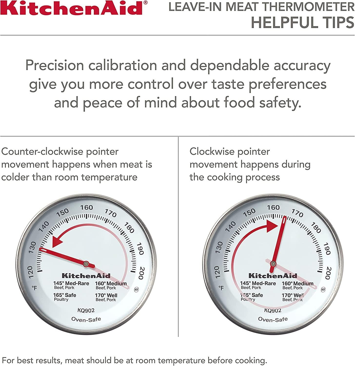KitchenAid KQ902 Leave-in, Oven/Grill safe Meat Thermometer, TEMPERATURE RANGE: 120F to 200F, Stainless Steel