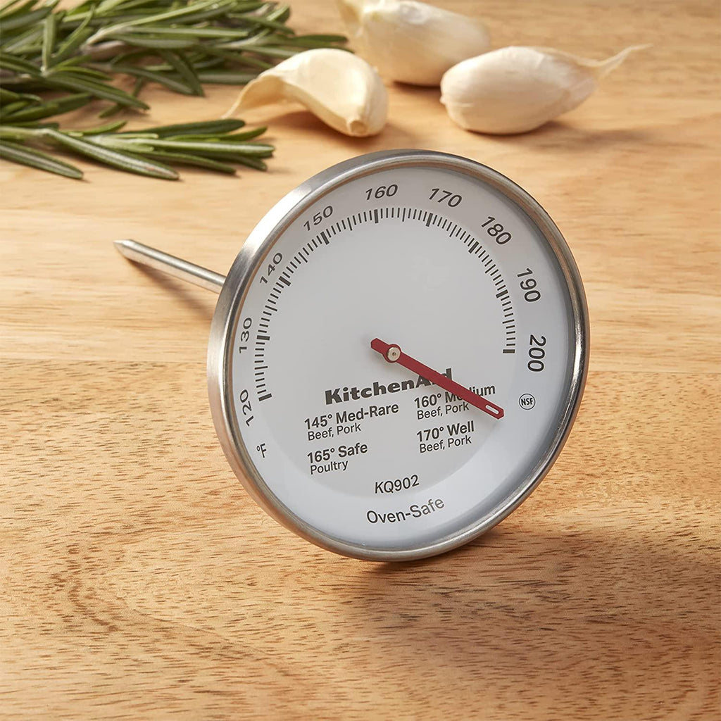 KitchenAid KQ902 Leave-in, Oven/Grill safe Meat Thermometer, TEMPERATURE RANGE: 120F to 200F, Stainless Steel