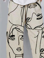 Casual Abstract Printed Loose Trousers