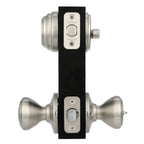 Cameron Satin Nickel Exterior Entry Door Knob and Single Cylinder Deadbolt Combo Pack Featuring SmartKey Security