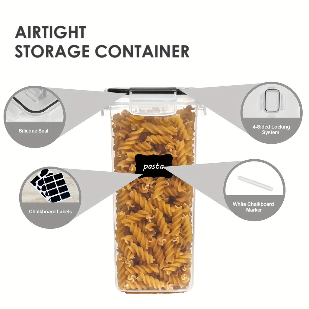 9-Piece Airtight Food StoraContainers Set: Keep Your Kitchen &amp; Pantry Organized &amp; BPA-Free! Includes Labels For Spaghetti, Cereal, Flour &amp; Oats.