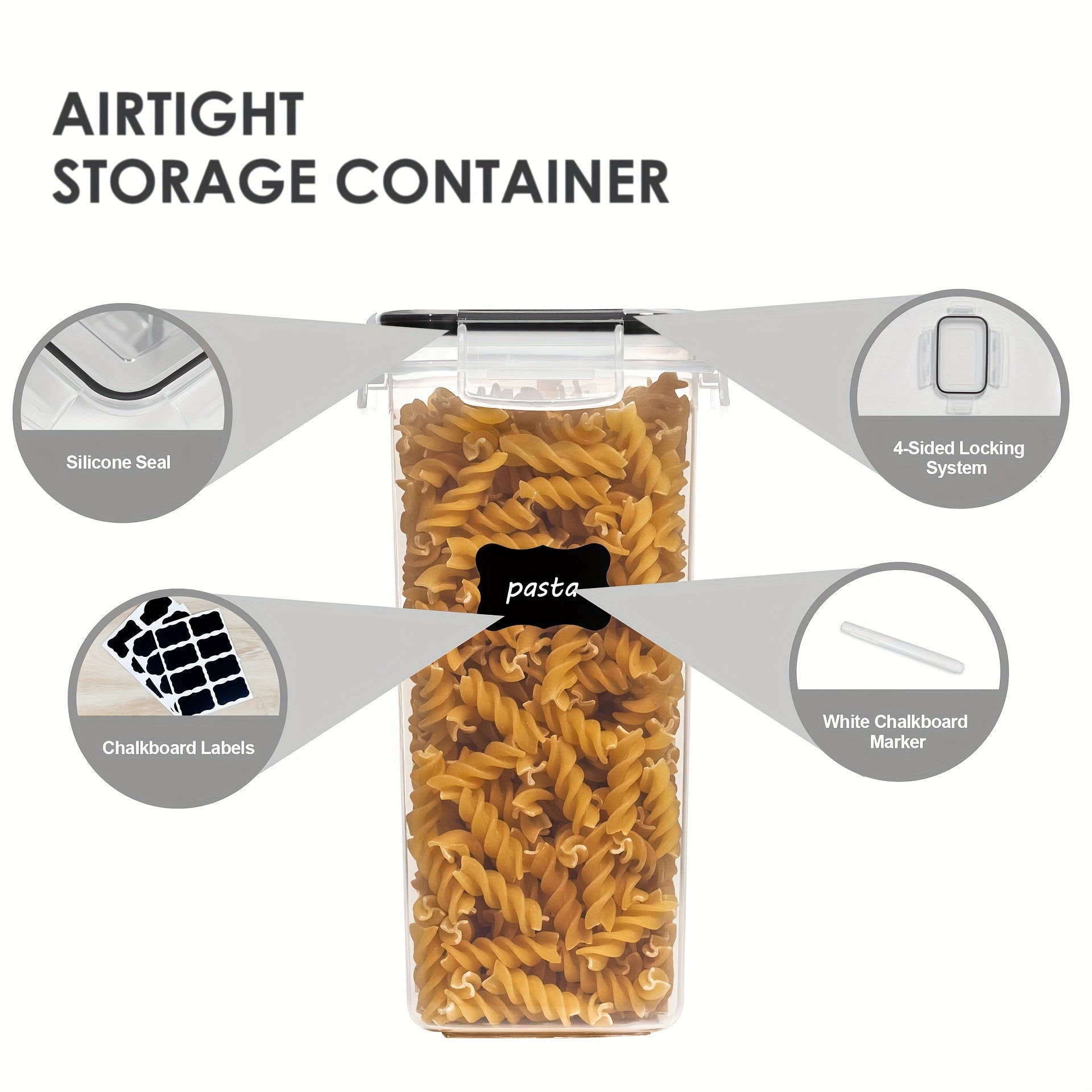 4/8/10pcs Airtight Food StoraContainers Set With Lids,BPA Plastic Kitchen And Pantry Organization Canisters For Cereal Flour,Sugar,with Labels